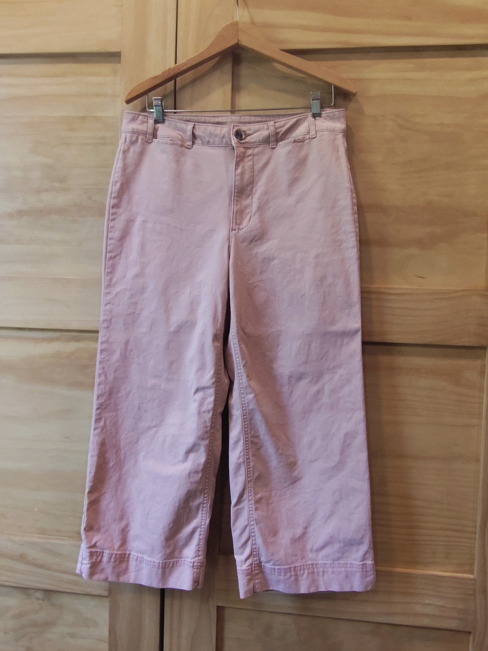 Old Navy Women's Dusty Pink Wide Leg Cropped Twill Pants | Sz 10P - Picture 1 of 5